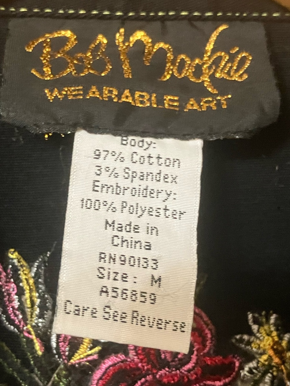 Bob Mackie Wearable Art Parade Of Flowers Black Embroidered Jacket Size Medium - Picture 12 of 12
